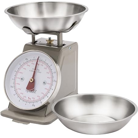 MARLIZ Small Retro Kitchen Scale 4.4Lb/2Kg with 2 Bowls |Mechanical dial Scale| Vintage | Pesa para alimentos| bascula de cocina|Bakers Scale