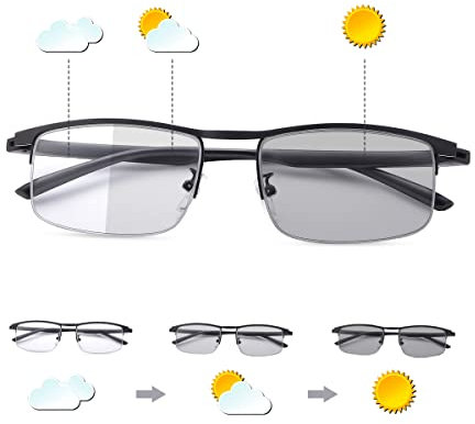 Vepiant Photochromic Progressive Multifocus Reading Glasses Multifocal Transition Sun Readers for Men and Women UV400 Protection Sunglasses Blue Light Blocking Computer Eyeglasses Anti Glare Eyewear