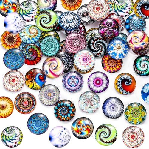 DXRPO 60 Stück Muggelsteine Bunte Steine, 25mm Glassteine Bunt mit 60 Blatt Selbstklebendes Klebeband, Muggelsteine Bunt Flatback, Glassteine Deko für DIY Halskette Anhänger Foto Schmuckherstellung