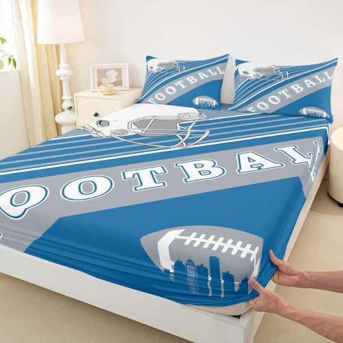 Erosebridal Football Rugby Fitted Sheet Twin Size, 2 Piece