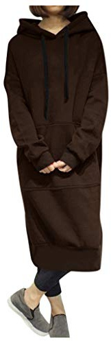 Sweatklänning dam långärmad oversized: Sweatshirt jacka dam med huva lång – huvtröja rock med fickor och huva casual hoodie-klänning pullover varma långa toppar höst sweatjacka jumper tröja klänningar