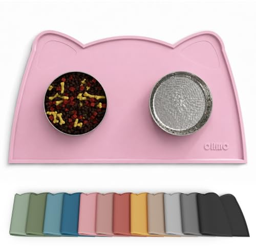 OHMO Napfunterlage Katzen Hund Futtermatte Katzen Zubehör 46x25cm Rosa