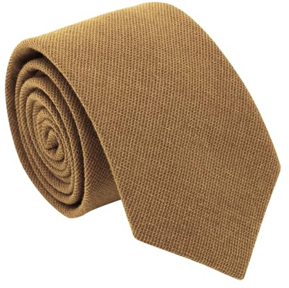 Mantieqingway 2.36'' Solid Color Boys Tie, Cotton Kids Tie Neckties for School Uniforms Party Graduation Wedding (8-12 Ages) (Brown)