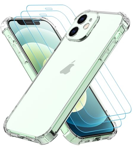 Totill Funda para iPhone 12/12Pro con 3 Protector de Pantalla de Vidrio Templado, Parachoques con Esquinas reforzadas, Protección de 360 Grados Carcasa Case Cover Transparente