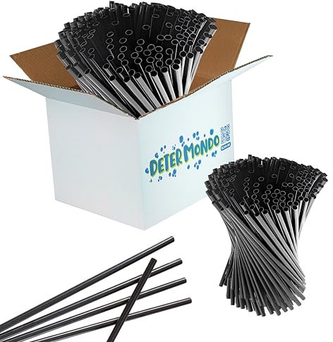 DETERMONDO 1000 Cannucce Cocktail Carta Nera 20 cm x 7 mm Biodegradabili Compostabili Ecologiche per Bevande Fredde, Bar, Feste, Locali e Ristorazione