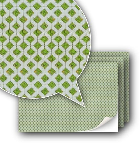 3 Sheets of Self-Adhesive Decorative Film Paving Stones and Surfaces for Model Building in Scale 1:87 Track H0 (UK: 3.5mm Scale) (Lawn Paving Stones)