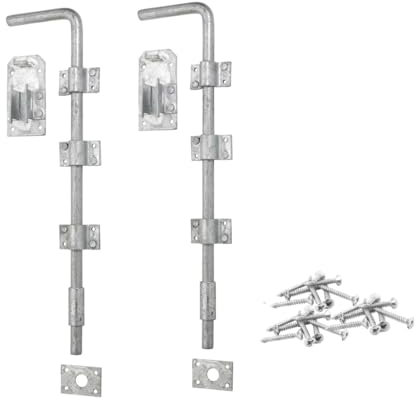 Epsom Door Handle Heavy Duty Drop Bolt for Gates 18 or 24 Black Japanned or Galvanised 15mm Steel Bar with Fixings Outdoor Locking Bolt for Gates Sheds or Barn Doors (galvanised Steel 24 (600mm))