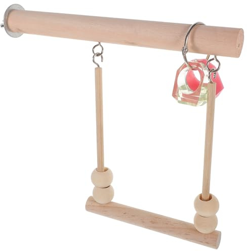 SEWACC Columpio Colgante para Pájaros de Madera Natural Resistente a Mordeduras Tamaño Pequeño para Jaula Interior Accesorio Divertido para Loros y Periquitos Domésticos