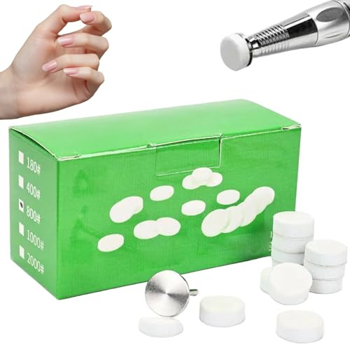 Nail Buffer, 50Pcs 800 Grit Sanding Paper Discs with Metal Nail Drill Bit, 15mm Manicure Supplies for Hand, Pedicure File Bits