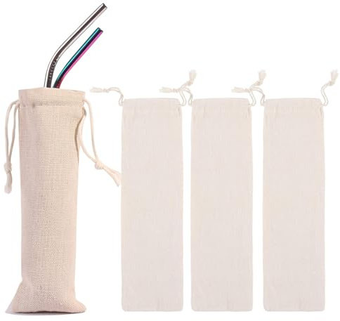 TEOZBLU 4 Bolsas Portátiles para Cubiertos - Lavables, para Camping, Picnic y Escuela, Fáciles de Llevar
