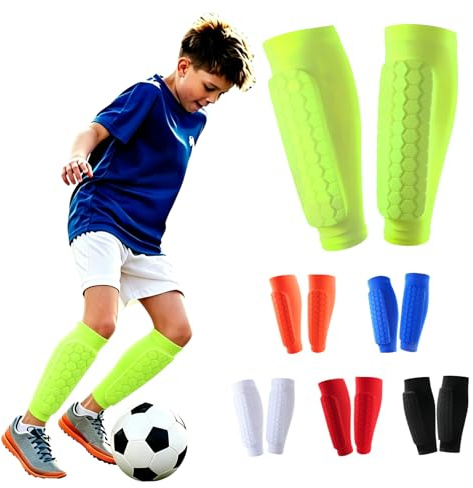 Fancysky 1 Par de Espinilleras Fútbol Niño, Transpirables y Antigolpes para Niños y Niñas, Ideales para Fútbol, Baloncesto, Ciclismo y Senderismo (Verde, S)