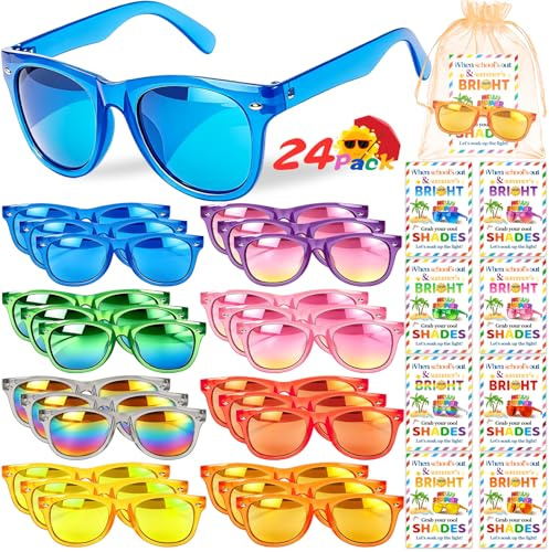 Zenoble 24 Pack Party Bag Fillers for Kids 2026 Sunglasses Bulk in 8 Colors