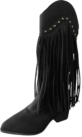 Générique Bottes mi-Mollet élégantes en Cuir pour Femmes Pointues avec Glands parfaites pour l’Automne et l’Hiver Chaussures Tendance de caractère Haut de Gamme