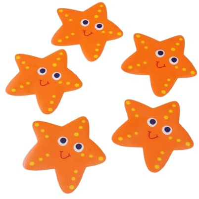 5Pcs Anti-Slip Bath Stickers Sea Star Self-adhesive Safety Sticker Strips Decals for Shower Flooring Bath Tub Surfaces (Orange)