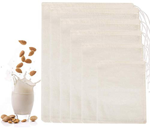 Bustine da tè Filtro - WENTS 10Pcs sacchetti filtro vuoto bustine di tè con cordoncino in cotone mussola borse per spezie erbe tè sfuso vin brulé infusore setaccio (Dieci dimensioni)