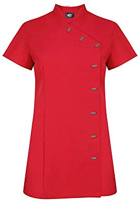 Black Beauty Tunic Spa Salon Beautician Tunic Nail Massage Therapist Uniform, Red, Size 14