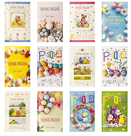 ARKRAFT Biglietto auguri Pasqua in italiano 12 biglietto + 12 busta (P1 12)
