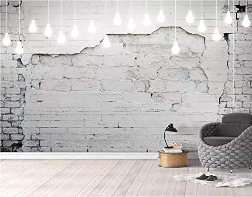 3D Photo Wallpaper Self-Adhesive Mural Gray Shabby Wall And Light Bulb Wall Photo Art Wall Posters Wall Stickers For Living Room Tv Sofa Theme Hotel Luxury Corridor Background Wall Paint 400x280 cm