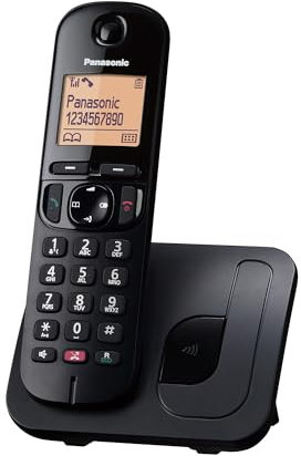 Panasonic KX-TGC250JTB Telefono Cordless Digitale per Anziani con Blocco delle Chiamate Indesiderate, Display di Facile Lettura, Vivavoce, Sveglia, Ricevitore Singolo, ID Chiamante, Nero