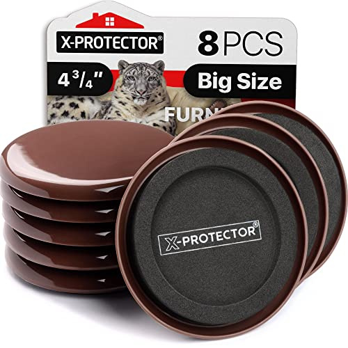 Furniture Sliders for Carpet X-PROTECTOR 8 PCS 4 3/4 - The Best Heavy-Duty Moving Pads - Sliders for Furniture with Unique Design. Move Your Furniture Easily with Furniture Sliders for Carpets!