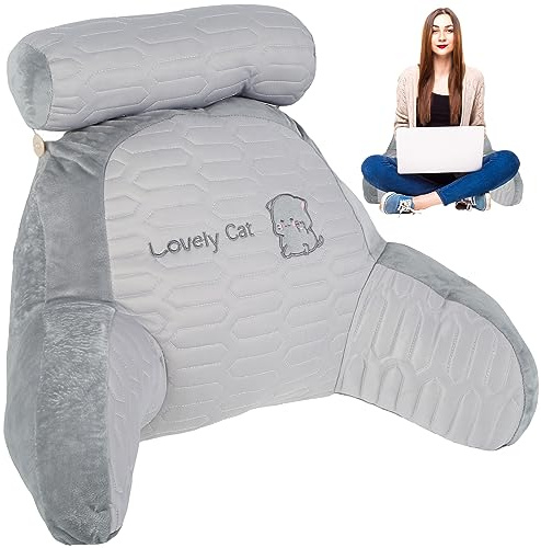 Joli coussin de lecture pour lit adorable 2 en 1, coussins de dossier 60 x 45 x 20 cm, multifonctionnel pour canapé et chevet, doux et amovible, coussin de repos pour lire, relaxer, regarder la