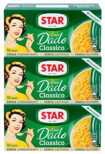 Star Il Mio Dado Classico Preparato per Brodo con Olio Extravergine di Oliva e Sale Iodato Insaporitore per Alimenti Senza Conservanti Senza Glutine Senza Lattosio - 90 Dadi