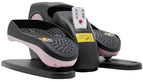 Entrenador motorizado elíptico bicicleta estática motorizada Mini eléctrica sentada, pedal de pierna y pie, dispositivo de ejercicio fitness para caminar rápido o lento a diario, color rosa