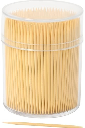 1Above Bamboo Wooden Toothpicks, 6cm Cocktail Sticks, Double Sided Picks- Home, Kitchen, Bars (500 Cocktail Sticks)