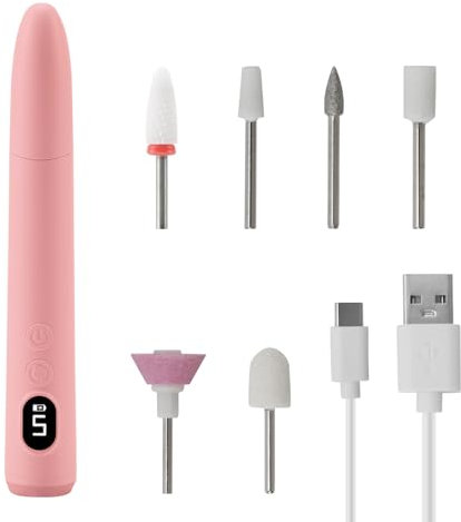 Petyoung Cordless Manicure and Pedicure Set, Electric Nail Files, 5-speed, LED Light, Electric Nail Drill Machine for Cuticles Hard Skin Removal