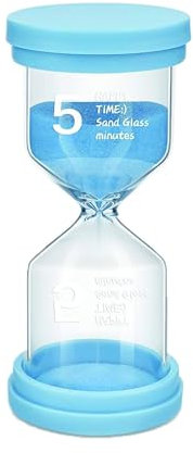 Sanduhren Zeitmesser, Buntes Glas Timer, Farbige Eieruhr Zeitmesser Sanduhr, Zähneputzen Zeitanzeige Zeitmesser, Sanduhr 5 Minuten, für Küchen, Klassenzimmern, Zuhause Büro Dekoration, Blau