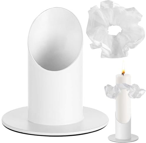 Giugio Kerzenständer Kommunionkerze, Metall Kerzenhalter mit Tropfschutz für Stabkerzen, mit Weiß Kerzenrock, Kommunion kerzenständer Deko für Taufkerze, Hochzeit Kerze, Taufkerzenständer