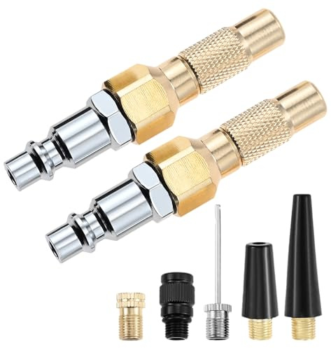 HZ-MONSTAR Heavy-Duty Brass Air Nozzle with Quick Connector, Tire Inflator Quick Connect Adapter Set, Screw On Tire Inflator Chuck Inflatable Connector Kit for Schrader Valve