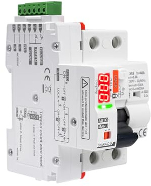 BuyWeek FI Schutzschalter 2polig Smart Circuit Breaker Automatische Wiedereinschaltvorrichtung FI Schalter Sicherungsautomat mit Digitalanzeige AC230V 40A 300mA GYAR9-AC-G (mit A-Typ)