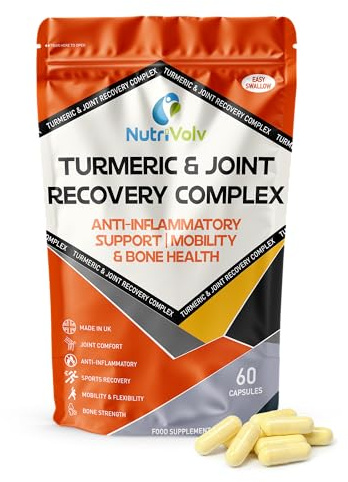 Turmeric & Joint Recovery Complex | 60 Capsules | 95% Curcuminoids, Boswellia, Marine Collagen, MSM, D3 & Magnesium | Mobility Support & Bone Health | Anti-Inflammatory | UK Made | by NutriVolv