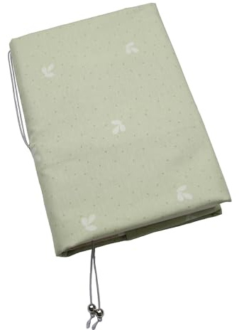 Copertina per Libri in Cotone Riutilizzabile Lavabile con Chiusura Regolabile ed Elastico Segnalibro Verde Chiaro