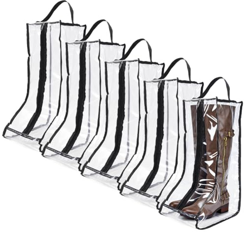 UNICRAFTALE - Bolsas de almacenamiento para botas portátiles de PVC impermeable a prueba de polvo, organizador de botas grandes para viajes, protector de zapatos, bolsa de transporte con asa para