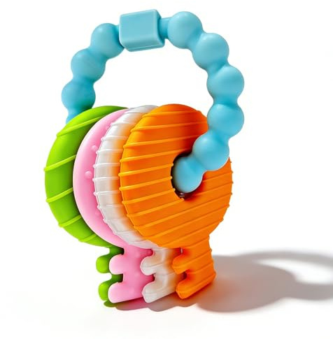 YAPROMO Baby Silicone Teething Keys Toy, Cute Key Ring Shape Chew Toy, Perfect First Easter Basket Stuffers for Babies 3-18 Months