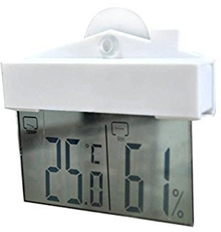 Termómetro hidrómetro digital para ventana, de fácil lectura para interior y exterior con ventosa