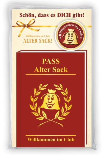 AV Andrea Verlag Der ultimative Clubausweis - Pass Alter Sack ROT mit Ansteckbutton - Willkommen im Club im Set | Ansteck Button Pin mit Sicherheitsnadel | Rentner Geschenk