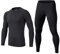 BUYKUD Men's Long Sleeve Base Layer Compression Athletic Underwear Shirt Tights Top & Bottom Set, L(69-71 inch,154-176lb), Black