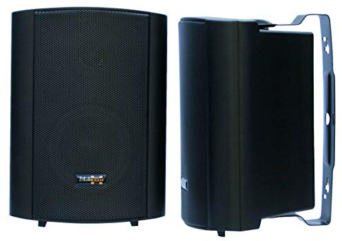 Elektron Wandlautsprecher Paar passiv wetterfest Stereo Lautsprecher Boxen Set für Innen und Außen (Schwarz, 24cm hoch / 5 Speaker)