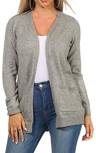 ONLY Damen Onllesly L/S Open Cardigan KNT Noos Strickjacke,Medium Grey Melange,XS