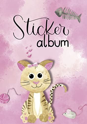 AVERY Zweckform 57794 klistermärkesalbum katt med 16 tomma sidor (A5-klistermärkesbok för barn, flickor, album för samling, kattklistermärken, samlaralbum, silikonpapper, tomt, barnfödelsedag, gåva)