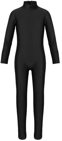 Freebily Konstnärlig Träningsoverall Flicka Långärmad Ballerina Balett Balett Klänning Vinter Sportdräkt Jumpsuit Sparkdräkt Jumpsuit Dansdräkter, Svart, 10-12 anni