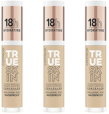 Catrice True Skin High Cover Concealer, täckpenna, nr 032 Neutral Biscuit, nude, anti-pick, långvarig, matt, naturlig, vegansk, oljefri, vattentät, 3-pack (3 x 4,5 ml)