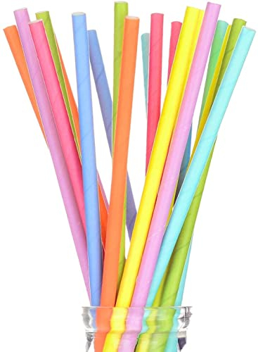 Virsus 250 Cannucce di carta 20/7 Biodegradabili compostabili colori ASSORTITI, Cannuccia per Cocktails, Bibite Fredde e Calde Eco Friendly