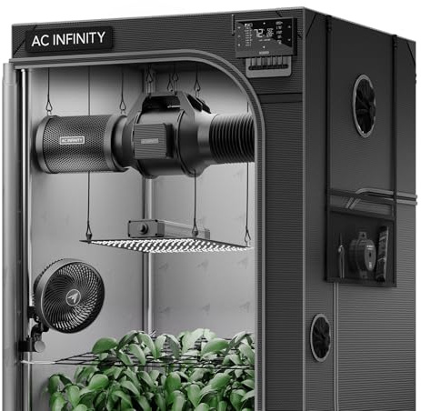 AC Infinity Advance Grow Zelt-System 90 x 90 x 180 cm – 3-Pflanzen-Growset mit WLAN-Steuerung, automatisierter Belüftung und Vollspektrum Samsung LM301H LED Grow Light, 2000D Mylar-Zelt