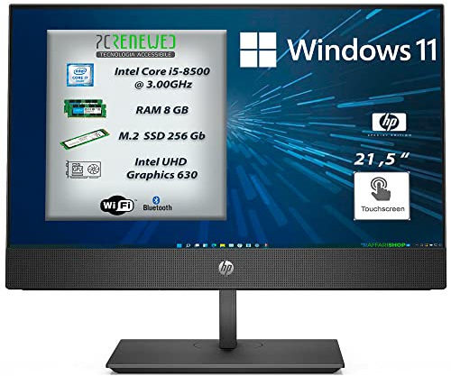 HP 600 G4 Computer Fisso Pc All In One Display 21,5 Pollici Touchscreen Core I5 8500 8Gb SSD 256Gb M.2 Nvme Casse integrate WIFI BTH Windows 11 (Ricondizionato)
