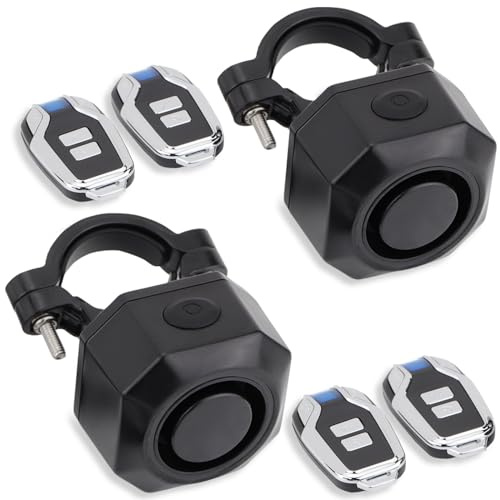 Two Packs Bike Horn Electric Vehicle Alarm Wireless Vibration Alarm System with Motion Sensor Waterproof Rechargeable Antitheft Alarm for Ebikes Bike Scooter