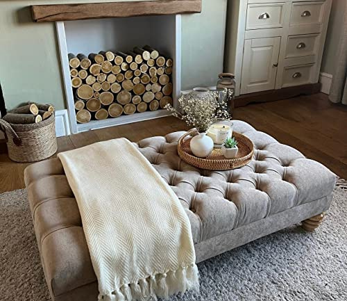 Deep Cushioned Extra Large Naples Chesterfield Footstool Coffee table by Handmade Bedroom Furniture (Seal Grey)